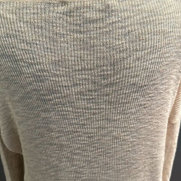 Vince linen blend oatmeal crew neck ribbed back lightweight sweater. XS. - Picture 8 of 9